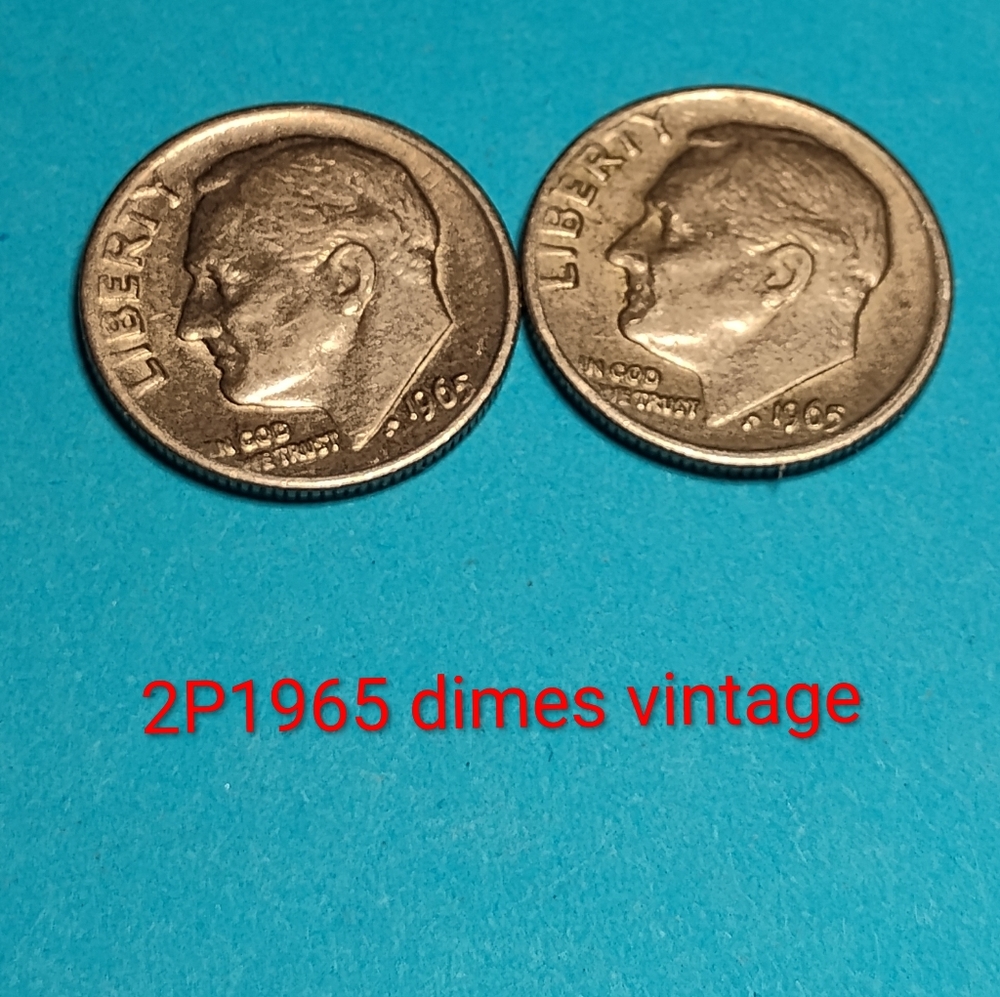 ✅❤️2 Vintage 1965 P Dimes CIRCULATED CLAD